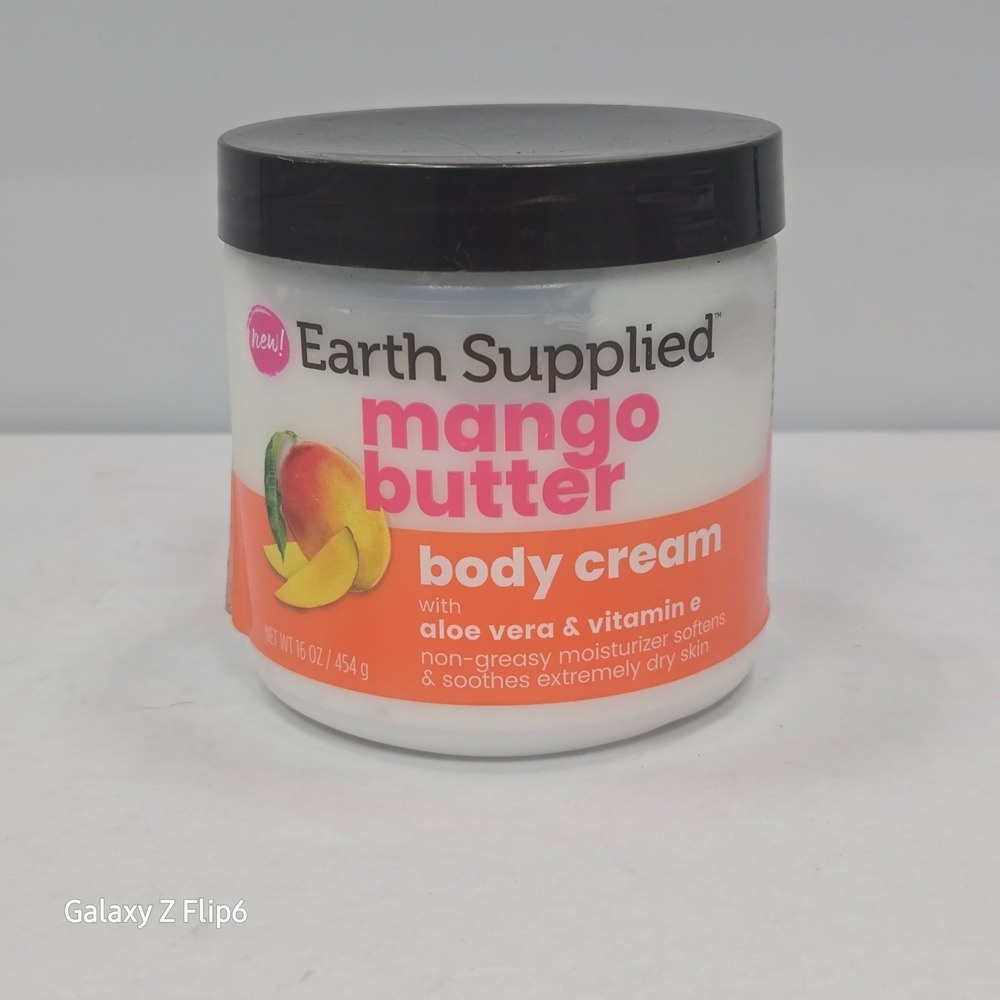 Earth Supplied Mango Butter Body Cream 16 oz Moisturizer Aloe Vera Vitamin E